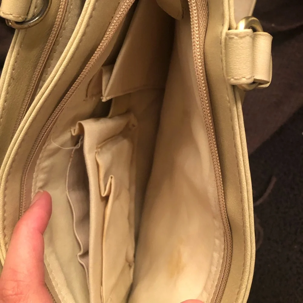Canvas/ faux leather natural Handbag - Picture 3 of 6